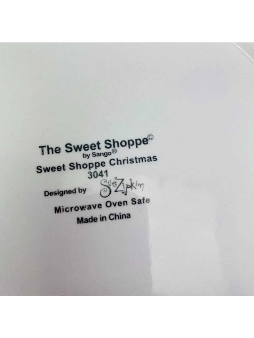Sango Sue Zipkin SWEET SHOPPE CHRISTMAS Red Rim Snowman Salad Lunch Plates Set 4
